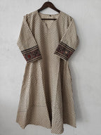Cotton Ajrakh Vegetable Dyed One Piece Kurti with Side Pocket