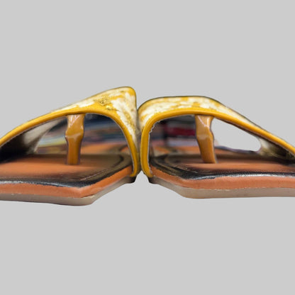 Embroidered Mustard Yellow Ethnic Slip-On Flats