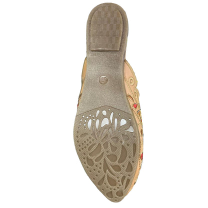 Embroidered Ethnic Jutti – Beige with Red & Golden Detailing
