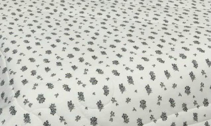 Reversible Fine Glace Cotton Comforter with Microfiber Filling & Lace Border – Solid Grey + Black Floral Print