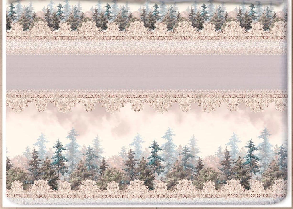 Digital Print Satin Cotton Bedsheet – Misty Forest Beige