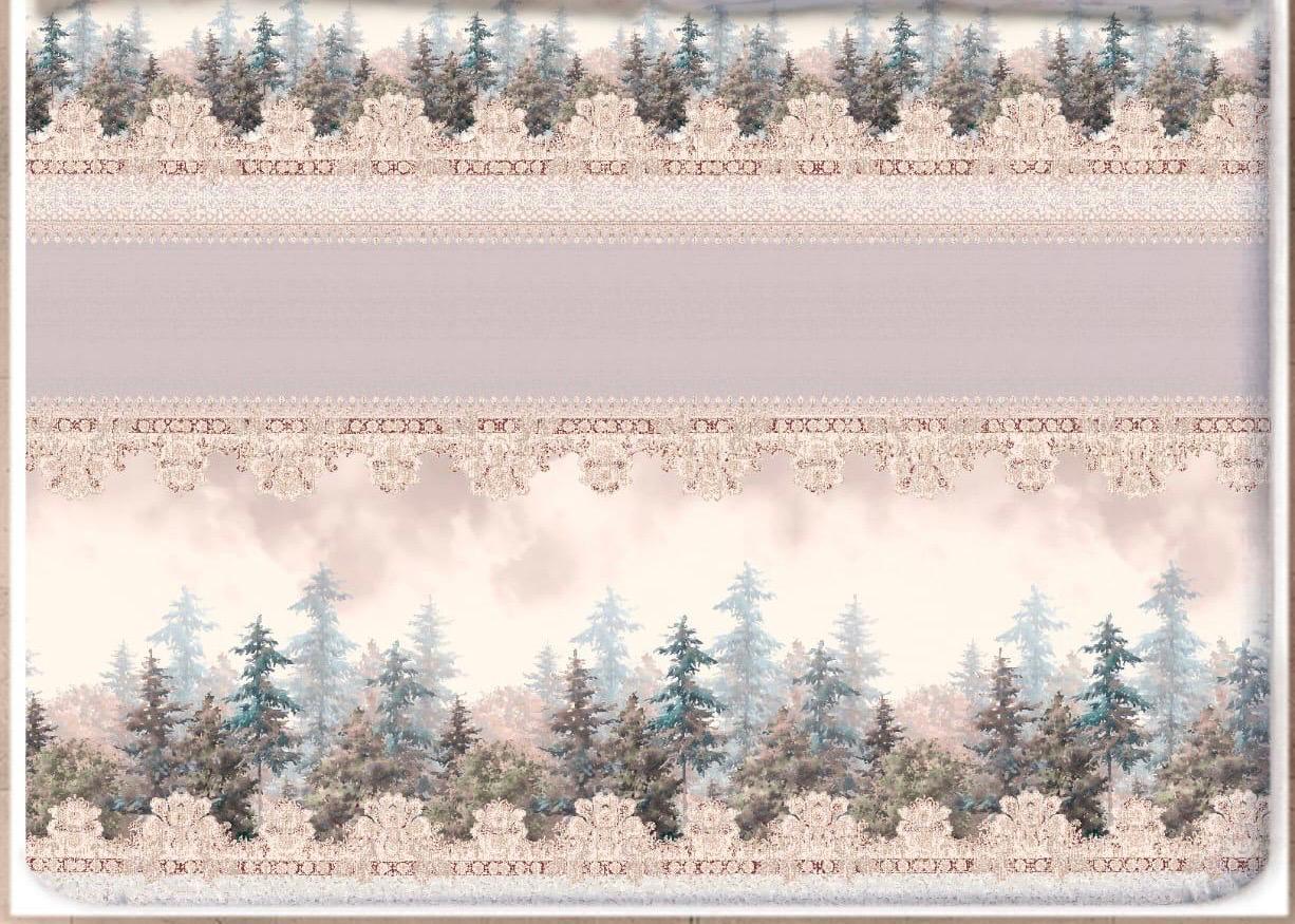 Digital Print Satin Cotton Bedsheet – Misty Forest Beige
