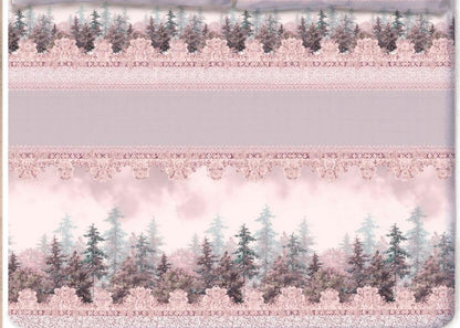 Digital Print Satin Cotton Bedsheet – Blush Forest Serenity