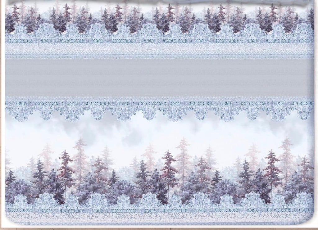 Digital Print Satin Cotton Bedsheet – Frosted Woodland Elegance