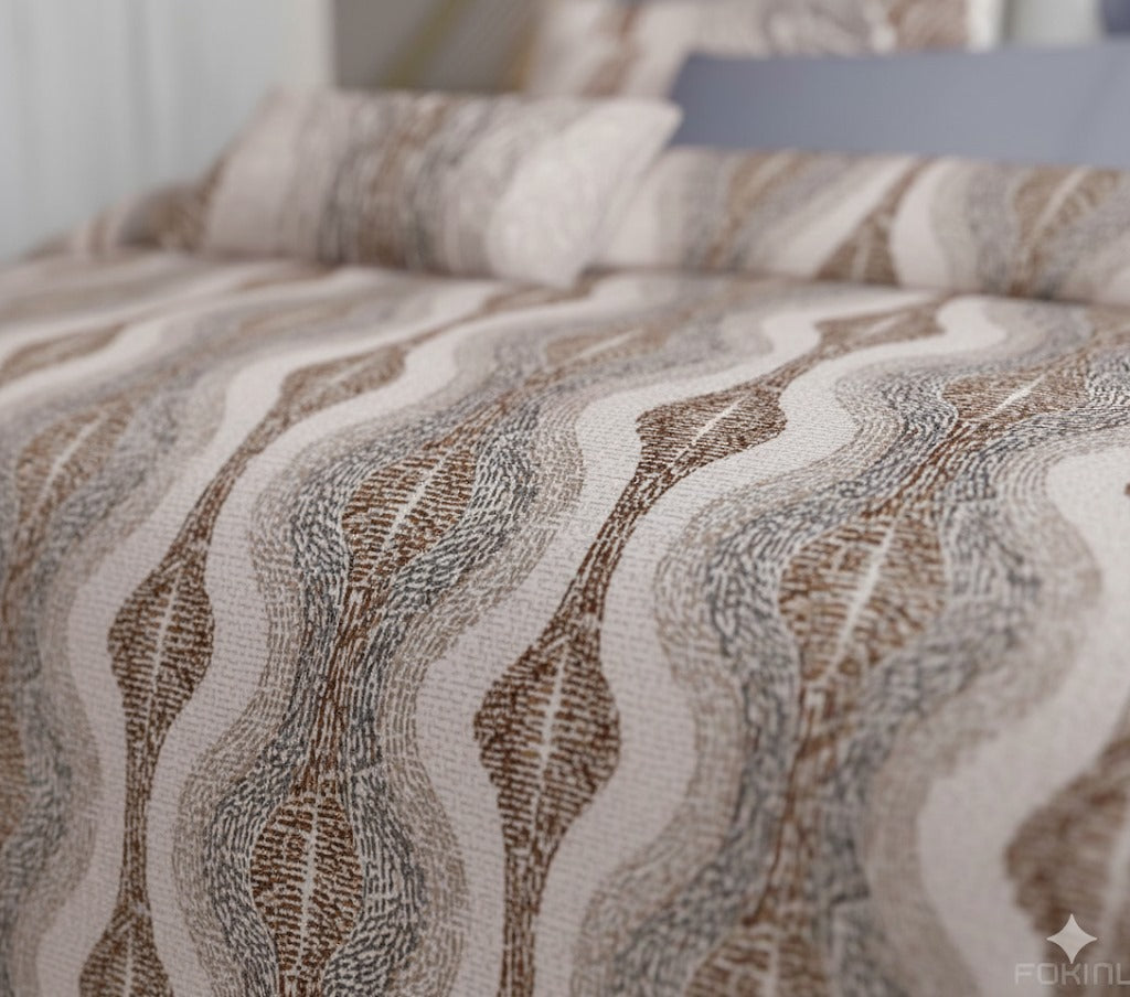 Premium Cotton Wave Pattern Bedsheet Set – King Size 114x120, 320 TC with Pillow Covers