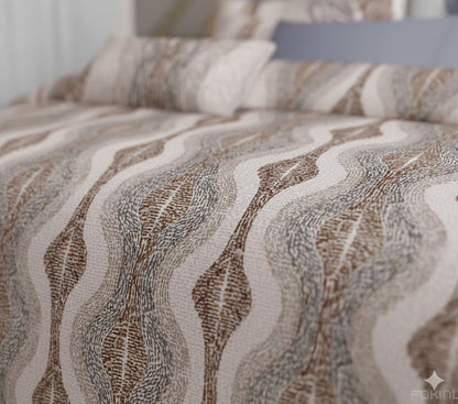 Premium Cotton Wave Pattern Bedsheet Set – King Size 114x120, 320 TC with Pillow Covers