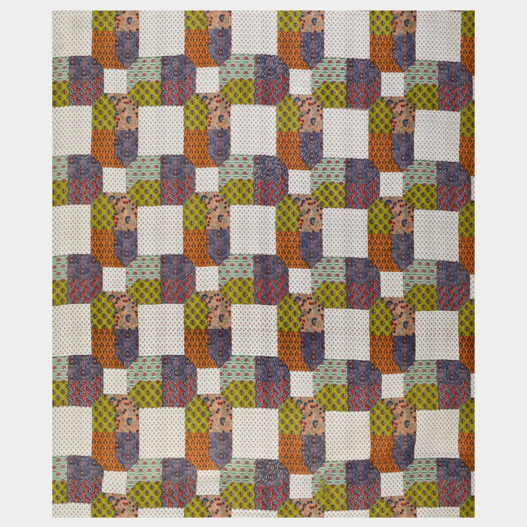 Premium 210 TC Cotton Double Bed Sheet with 2 Pillow Covers – Multicolor Geometric & Floral Print