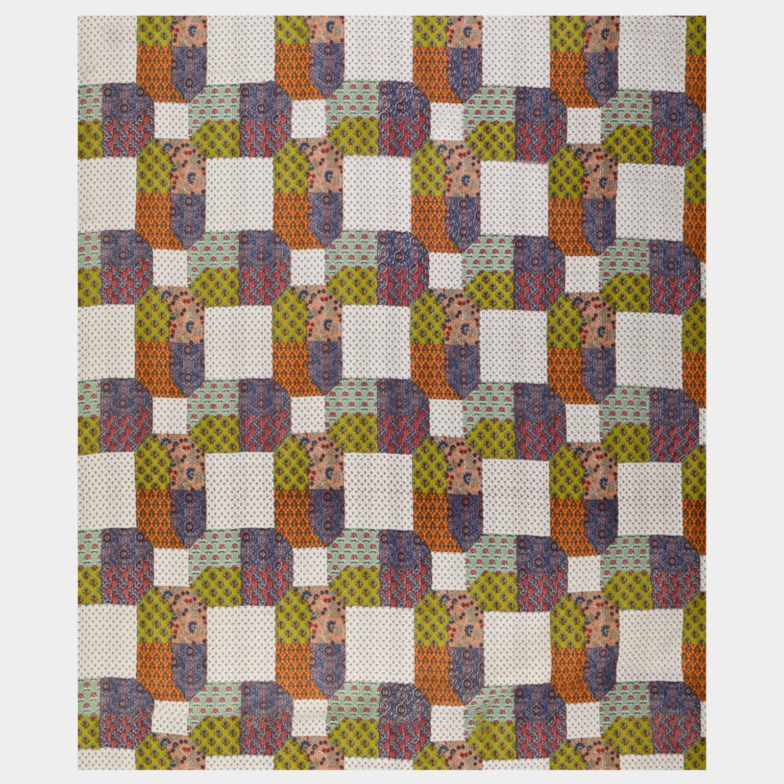 Premium 210 TC Cotton Double Bed Sheet with 2 Pillow Covers – Multicolor Geometric & Floral Print