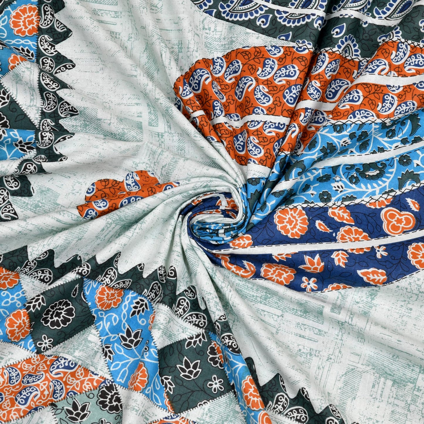 Premium Cotton Double Bedsheet with Pillow Covers – 210 TC | Handblock Print Floral Design