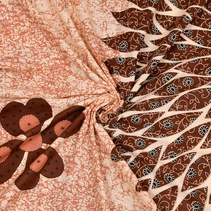 Premium TC 210 Double Bedsheet with 2 Pillow Covers | Cotton | Traditional Brown & Beige Floral Print