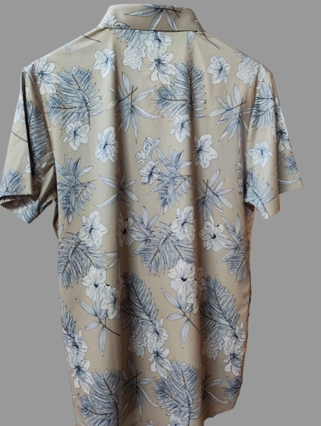 Men's Hawaiian Shirt – Beige Tropical Floral Print, Short Sleeve, Casual Beach Wear – Regular Fit