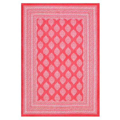 Single Cot Cotton Bedsheet – 150 TC, Traditional Print, Orange with Pillow Cover
