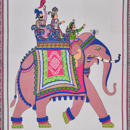 Single Cot Cotton Bedsheet – 150 TC, Traditional Print, Pink with Pillow Cover