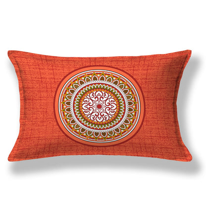 Single Cot Cotton Bedsheet – 150 TC, Traditional Print, Orange with Pillow Cover