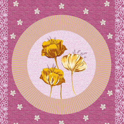 Single Cot 100% Cotton Bedsheet – 150 TC – Floral Print – Pink & Yellow