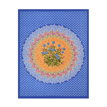 Cotton 150 TC Single Bedsheet with Pillow Cover – Blue Floral Mandala Design
