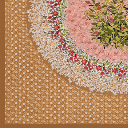 Single Cot Cotton Bedsheet 150 TC with Floral Mandala Print & Pillow Cover – Mustard Peach