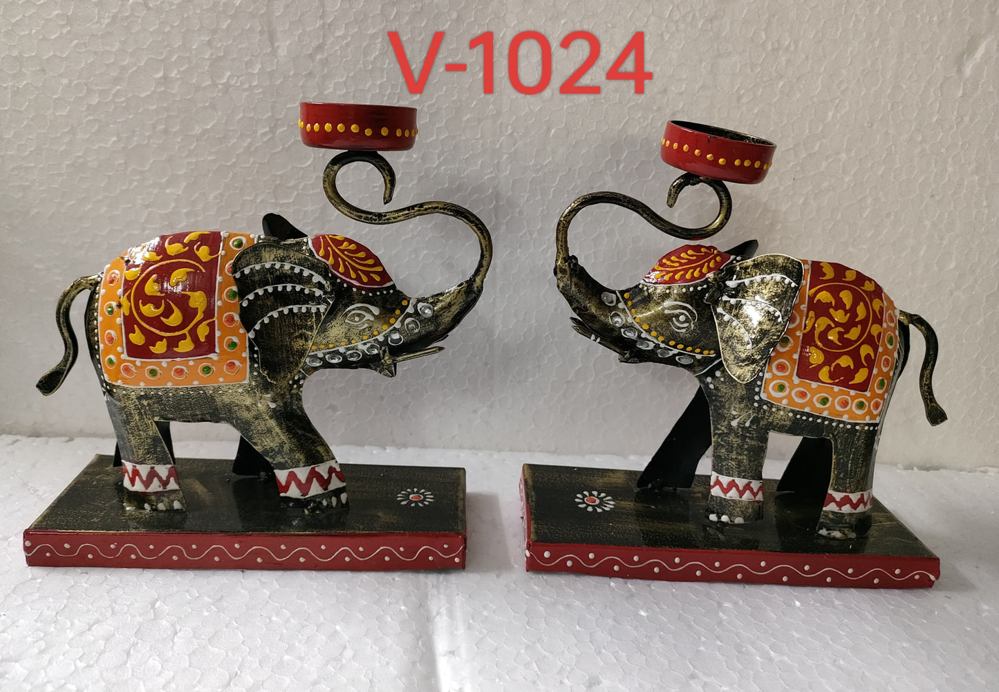 Handcrafted Decorative Elephant Candle Holder – Rajasthani Style Wooden Art