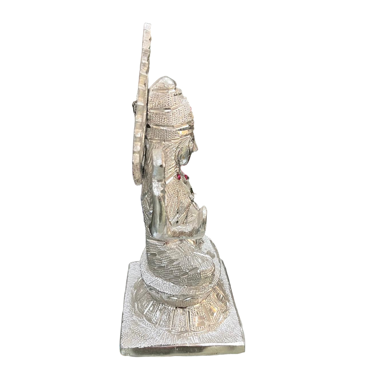 Unbreakable Silver-Plated Goddess Lakshmi Idol with Gemstone Work