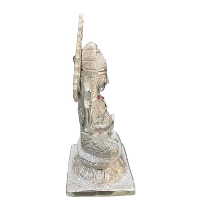 Unbreakable Silver-Plated Goddess Lakshmi Idol with Gemstone Work