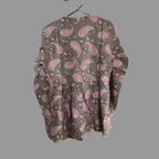 Women’s Grey Pink Paisley Alia Top | Premium Soft Cotton | V-Neck | Full Sleeves