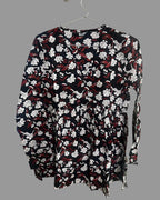 Women’s Black Floral Alia Top | Premium Soft Cotton | V-Neck | Full Sleeves