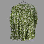 Women’s Olive Green Floral Alia Top | Premium Soft Cotton | V-Neck | Full Sleeves