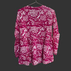 Women’s Pink Floral Alia Top | Premium Soft Cotton | V-Neck | Full Sleeves