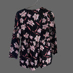 Women’s Black Floral Alia Top – Premium Soft Cotton | V-Neck Flowy Fit