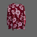 Women’s Wine Floral Alia Top – Premium Soft Cotton | V-Neck Flowy Fit