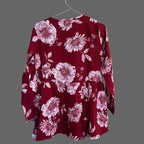 Women’s Wine Floral Alia Top – Premium Soft Cotton | V-Neck Flowy Fit