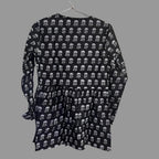 Women’s Black Ethnic Print Alia Top – Premium Soft Cotton | V-Neck Flowy Fit