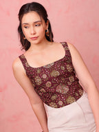 Navy Blue Printed Crop Top