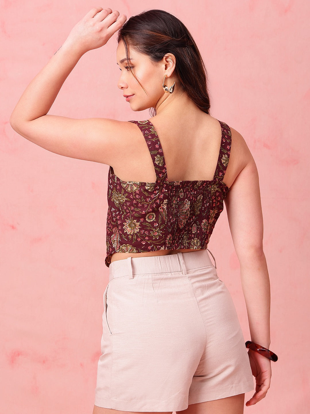 Navy Blue Printed Crop Top