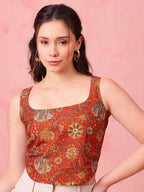 Navy Blue Printed Crop Top