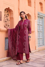 Midnight Blue Pure Cotton Printed Kurta Set with Dupatta