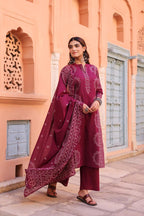 Midnight Blue Pure Cotton Printed Kurta Set with Dupatta