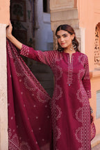 Midnight Blue Pure Cotton Printed Kurta Set with Dupatta