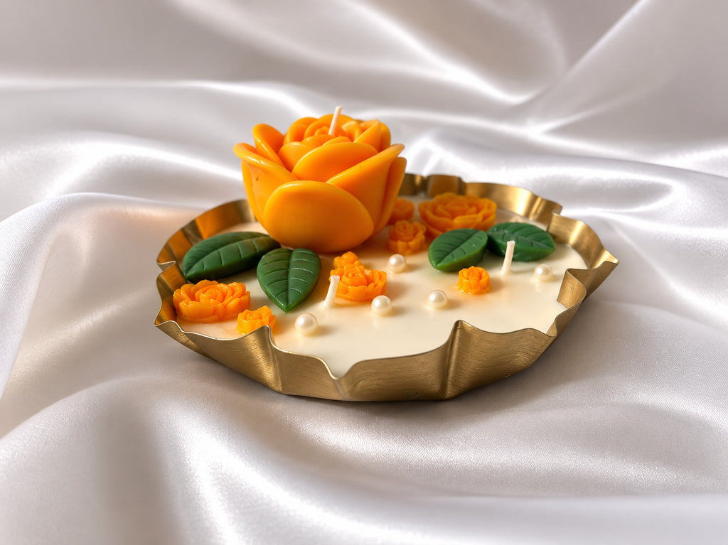 Rose Urli Candle | Velvet Rose Fragrance | Handmade Decorative Soy Wax Candle