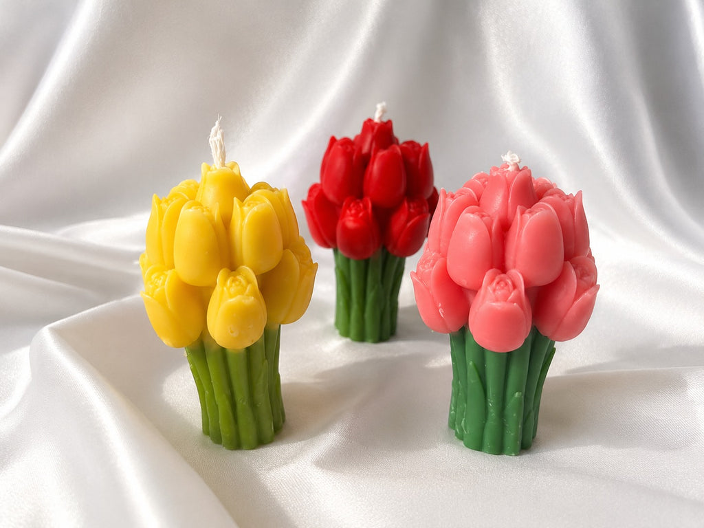 Handcrafted Tulip Flower Candle | Madhuri Malli Fragrance | Decorative Soy Wax Candle