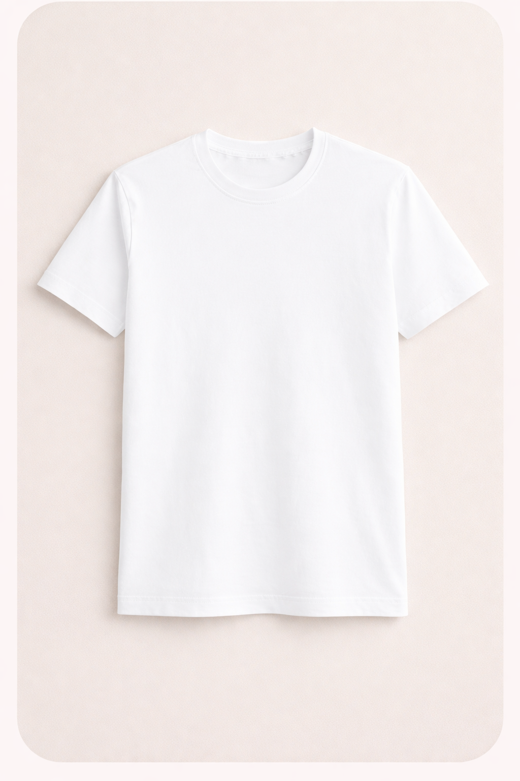 White t-shirt on a light pink background