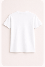 White t-shirt on a light pink background
