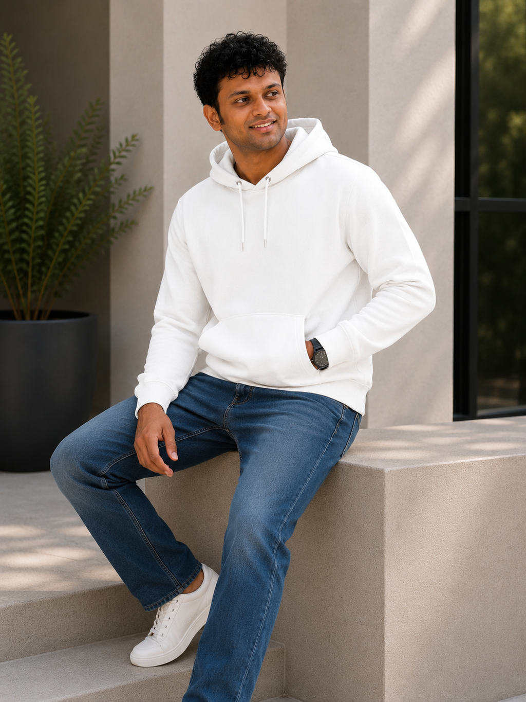 Men's Premium Cotton Hoodie – White | Soft & Cozy Men's Hoodie
