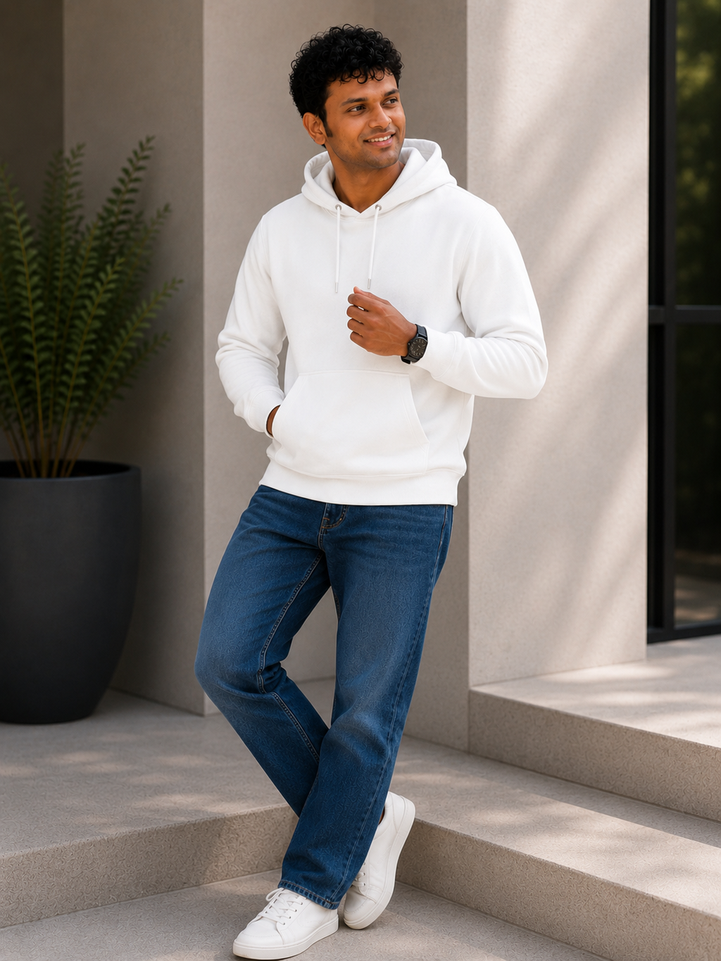 Men's Premium Cotton Hoodie – White | Soft & Cozy Men's Hoodie