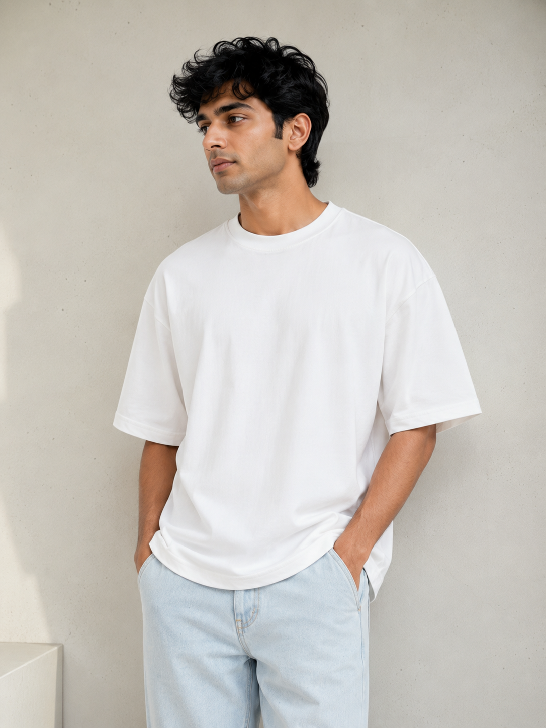 White Oversized T-Shirt for Men | 240 GSM