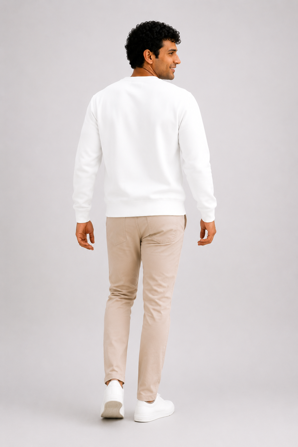 Men's Premium Cotton Crewneck Sweatshirt – White | Everyday Sweatshirt