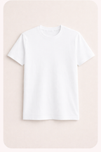 White t-shirt on a light pink background