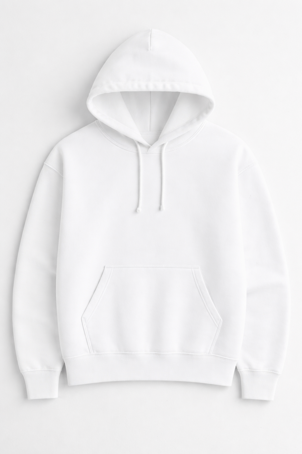 White hoodie on a light gray background