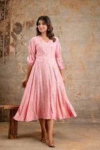 Staple Rayon Pink Printed Midi Dress