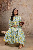 Pure Cotton Printed Flared Midi Dress